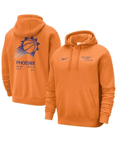 Nike Men's Orange Phoenix Suns Courtside Club Pullover Hoodie In Gold