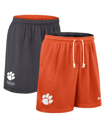 Nike Men's Orange/charcoal Clemson Tigers 2025 Sideline Reversible Performance Shorts