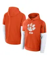 Nike Orange Clemson Tigers Fitness Raglan Performance Pullover Hoodie In Orange,white