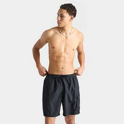 Nike Men's Packable 7" Cargo Swim Shorts In Black