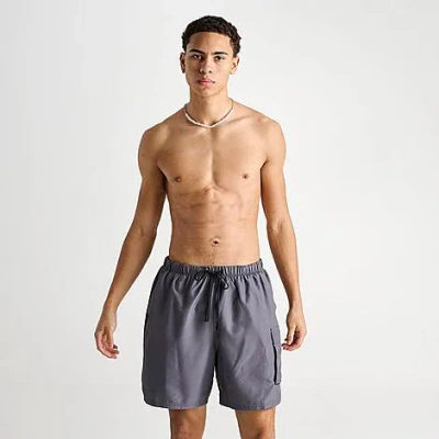 Nike Men's Packable 7" Cargo Swim Shorts In Iron Grey