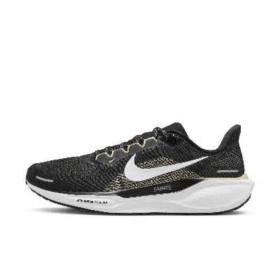 Nike Men's Pegasus 41 Nfl New Orleans Saints Road Running Shoes In Black