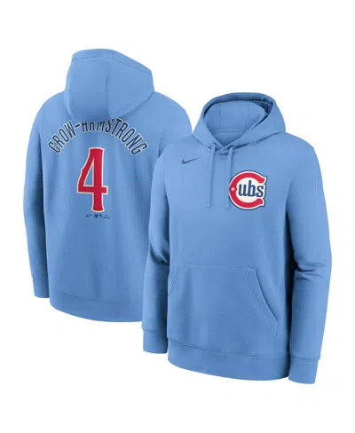 Nike Men's Pete Crow-armstrong Light Blue Chicago Cubs Player Name Number Club Fleece Pullover Hoodie