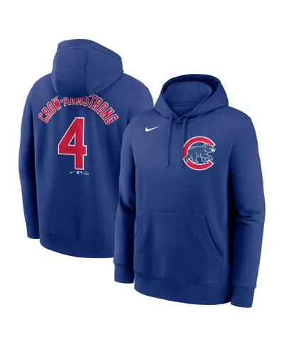 Nike Men's Pete Crow-armstrong Royal Chicago Cubs Player Name Number Club Fleece Pullover Hoodie In Blue