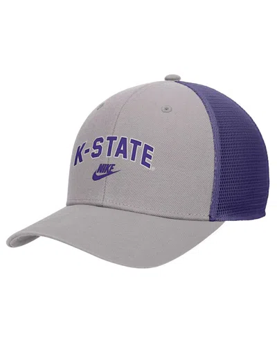 Nike Men's Pewter Kansas State Wildcats Vintage Arch Rise Performance Trucker Adjustable Hat In Gray