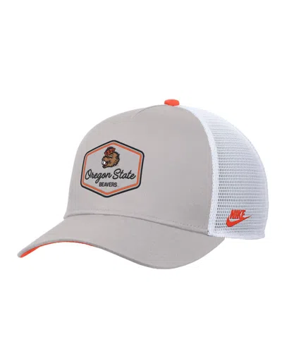 Nike Men's Pewter Oregon State Beavers Rise Vintage Adjustable Trucker Hat In Gray