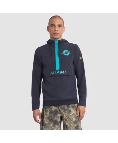 Nike Miami Dolphins Rivalries Collection Sideline Anorak  Men's Nfl 1/2-zip Hooded Jacket In Blue