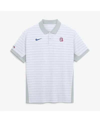 Nike Men's Platinum Atlanta Braves 2026 City Connect Authentic Collection Striped Victory Dri-fit Polo Sh In White