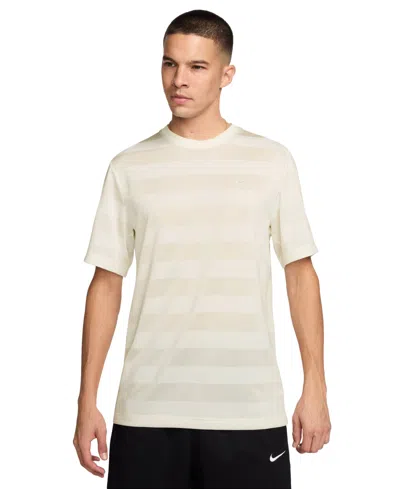 Nike Men's Primary Dri-fit Fitness Short Sleeve Striped Logo T-shirt In Sail,sail
