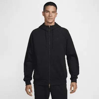 Nike Men's Primary Fleece Dri-fit Uv Full-zip Performance Hoodie In Black/black