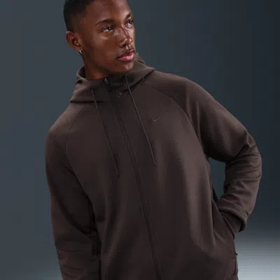 Nike Men's Primary Fleece Dri-fit Uv Full-zip Performance Hoodie In Brown