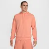 Nike Men's Primary Fleece Dri-fit Uv Pullover Performance Hoodie In Orange