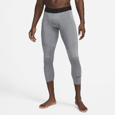 Nike Men's  Pro Dri-fit 3/4-length Fitness Tights In Smoke Grey,black