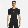 Nike Men's  Pro Dri-fit Tight Short-sleeve Fitness Top In Black