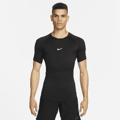 Nike Men's  Pro Dri-fit Tight Short-sleeve Fitness Top In Black
