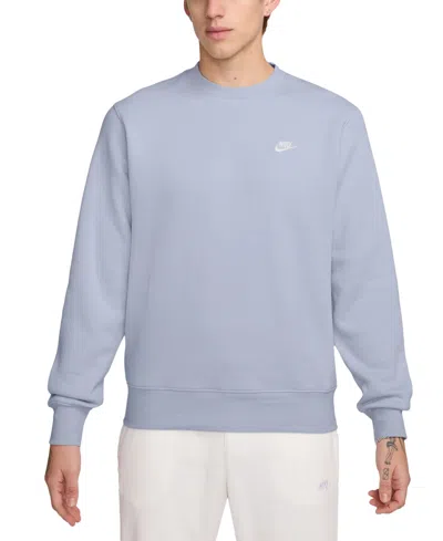 Nike Men's Pullover Fleece Crewneck Logo Sweatshirt In Blue
