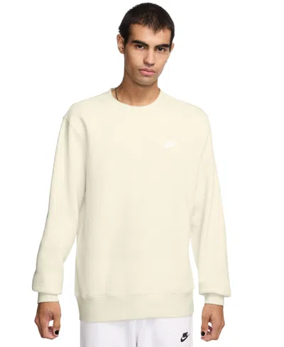 Nike Men's Pullover Fleece Crewneck Logo Sweatshirt In Sail,white