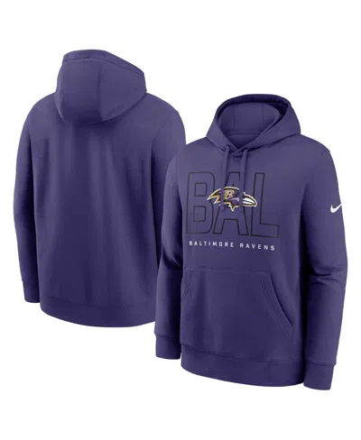 Nike Purple Baltimore Ravens Busted Play Club Fleece Pullover Hoodie In Blue