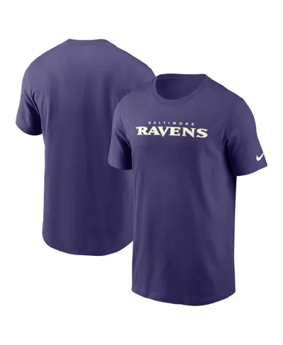 Nike Men's Purple Baltimore Ravens Primetime Wordmark Essential T-shirt