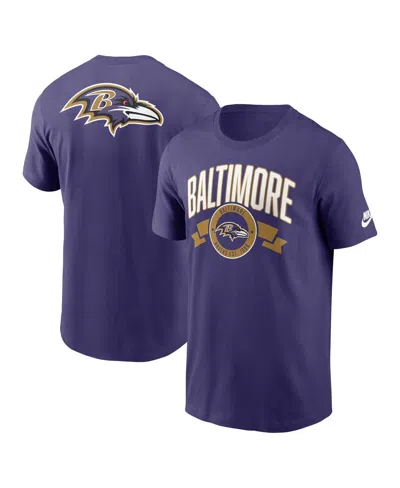 NIKE MEN'S PURPLE BALTIMORE RAVENS REWIND FRONT AND BACK HIT ESSENTIAL T-SHIRT