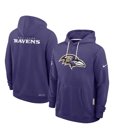 NIKE MEN'S PURPLE BALTIMORE RAVENS SIDELINE INITIAL HOME PERFORMANCE PULLOVER HOODIE