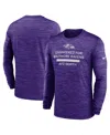 Nike Purple Baltimore Ravens Sideline Velocity Performance Long Sleeve T-shirt In Blue