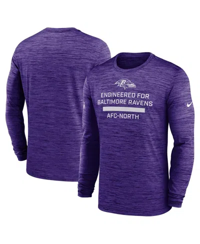 Nike Purple Baltimore Ravens Sideline Velocity Performance Long Sleeve T-shirt In Blue