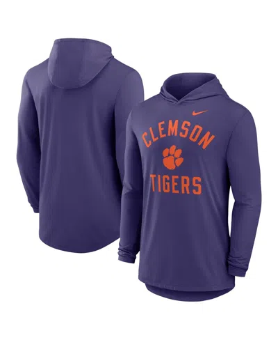 Nike Purple Clemson Tigers Classic Arch Tri-blend Performance Long Sleeve Hoodie T-shirt