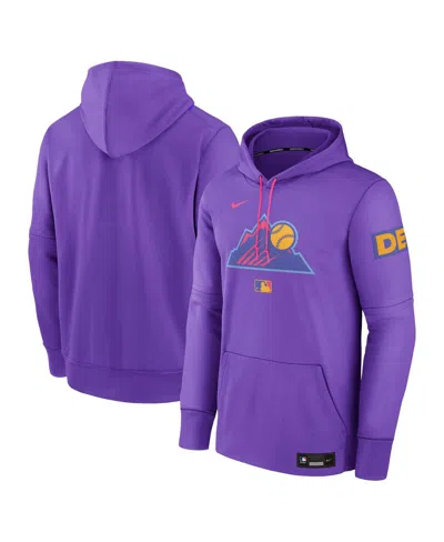 NIKE MEN'S PURPLE COLORADO ROCKIES 2025 CITY CONNECT AUTHENTIC COLLECTION THERMA PULLOVER HOODIE