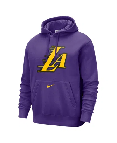 Nike Men's Purple Los Angeles Lakers 2024/25 City Edition Essential Club Pullover Hoodie In Yellow/purple
