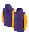 Nike Lsu Tigers Sideline Pre-game Player  Men's College 1/2-zip Hooded Jacket In Purple,gold
