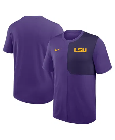 NIKE MEN'S PURPLE LSU TIGERS 2025 SIDELINE UV PERFORMANCE COACH T-SHIRT