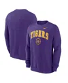 Nike Men's Purple Lsu Tigers Arched Seal Pullover Sweatshirt In Purple