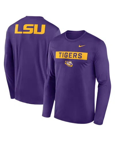 NIKE MEN'S PURPLE LSU TIGERS PRIMETIME CAMPUS 2-HIT LEGEND LONG SLEEVE T-SHIRT