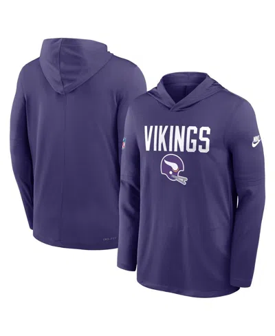 NIKE MEN'S PURPLE MINNESOTA VIKINGS ALT PACK PASS ACCURACY PERFORMANCE LONG SLEEVE HOODIE T-SHIRT