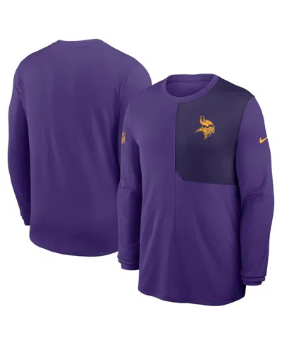 NIKE MEN'S PURPLE MINNESOTA VIKINGS SIDELINE COACH UV PERFORMANCE LONG SLEEVE T-SHIRT