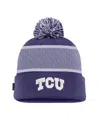 Nike Men's Purple Tcu Horned Frogs 2024 Sideline Peak Cuffed With Pom Knit Hat In Purple