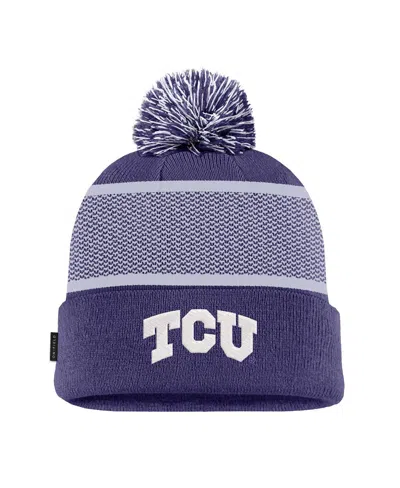 Nike Men's Purple Tcu Horned Frogs 2024 Sideline Peak Cuffed With Pom Knit Hat