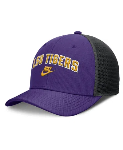 Nike Men's Purple/black Lsu Tigers Legacy Arch Rise Performance Trucker Adjustable Hat In Multi