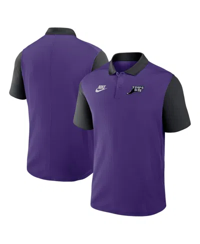 Nike Men's Purple/black Tampa Bay Rays Cooperstown Collection Color-block Victory Performance Polo Shirt