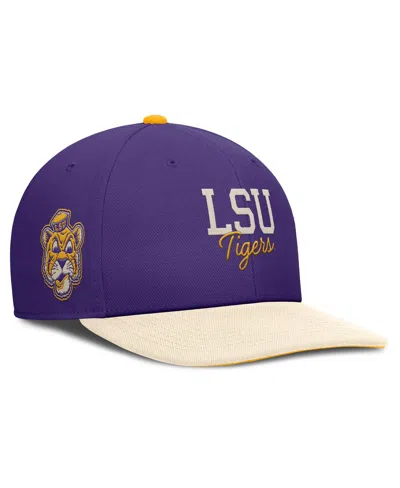 Nike Men's Purple/cream Lsu Tigers Pro Legacy Script Snapback Hat