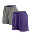 Nike Men's Purple/heather Gray Lsu Tigers Player Reversible Shorts In Purple,heather Gray