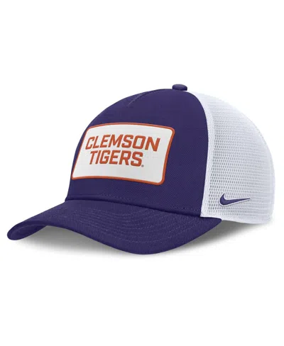 NIKE MEN'S PURPLE/WHITE CLEMSON TIGERS 2025 ON-FIELD RISE PATCH TRUCKER ADJUSTABLE HAT