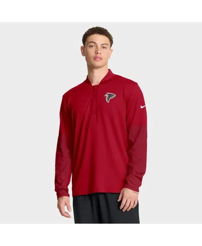 Nike Men's Red Atlanta Falcons Sideline Dri-fit Half-zip Pullover Sweatshirt In Black