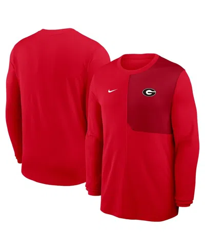 Nike Kids' Men's Red Georgia Bulldogs 2025 Sideline Coach Uv Performance Long Sleeve T-shirt