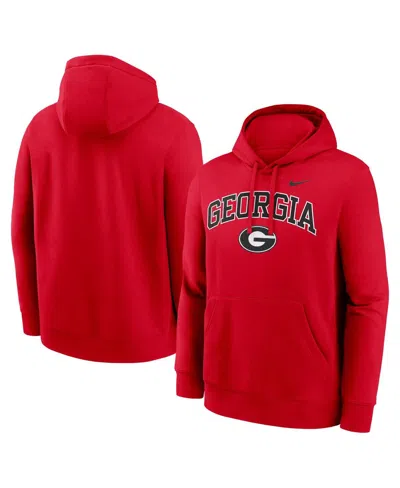 NIKE MEN'S RED GEORGIA BULLDOGS CLUB FLEECE ARCH PULLOVER HOODIE