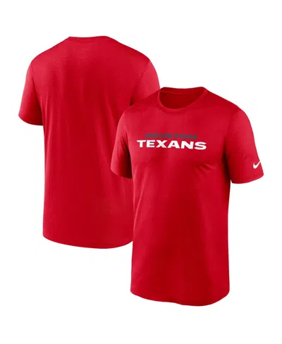 NIKE MEN'S RED HOUSTON TEXANS PRIMETIME LEGEND WORDMARK PERFORMANCE T-SHIRT
