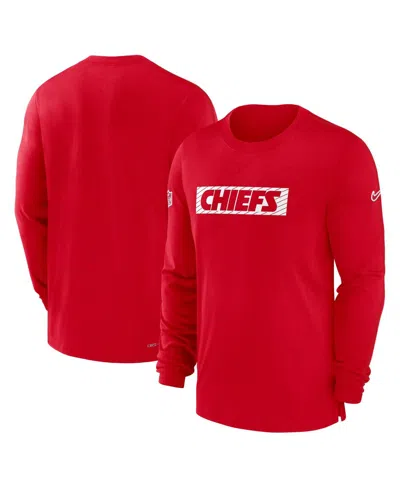 Nike Kansas City Chiefs Sideline Player Team Issue Menâs  Men's Dri-fit Long-sleeve Top In Red