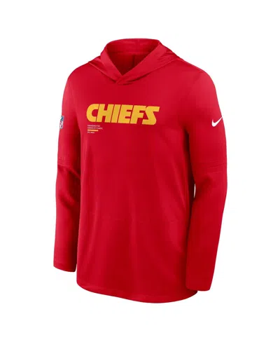 Nike Red Kansas City Chiefs Sideline Pure Fury Performance Long Sleeve Hoodie T-shirt