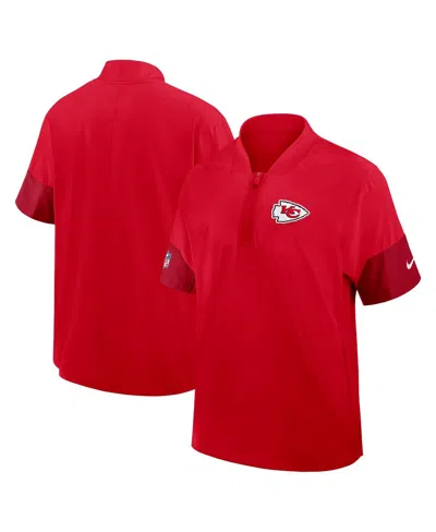 Nike Men's Red Kansas City Chiefs Sideline Short Sleeve Quarter-zip Performance Coach Jacket